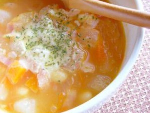 食べるスープ☆かぶとお豆のミネストローネ